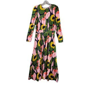 Boden Floral Fit & Flare Midi Dress – Size 6 - Viscose - Bold Botanical Print